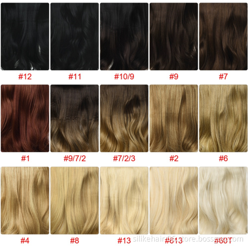 Wholesale 18Inch Natural Black Brown Wavy Long 9 Clips Piece Invisible Wire Three Hairpieces Fish Line Synthetic Hair Extensions